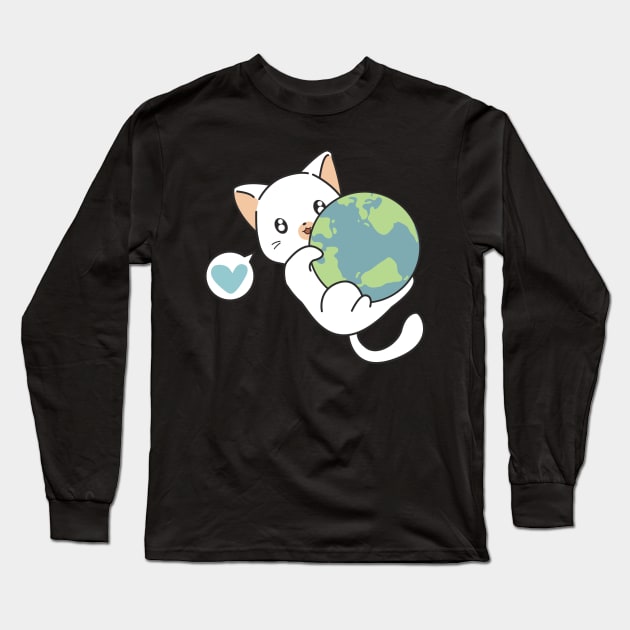 Cute cat Long Sleeve T-Shirt by white.ink